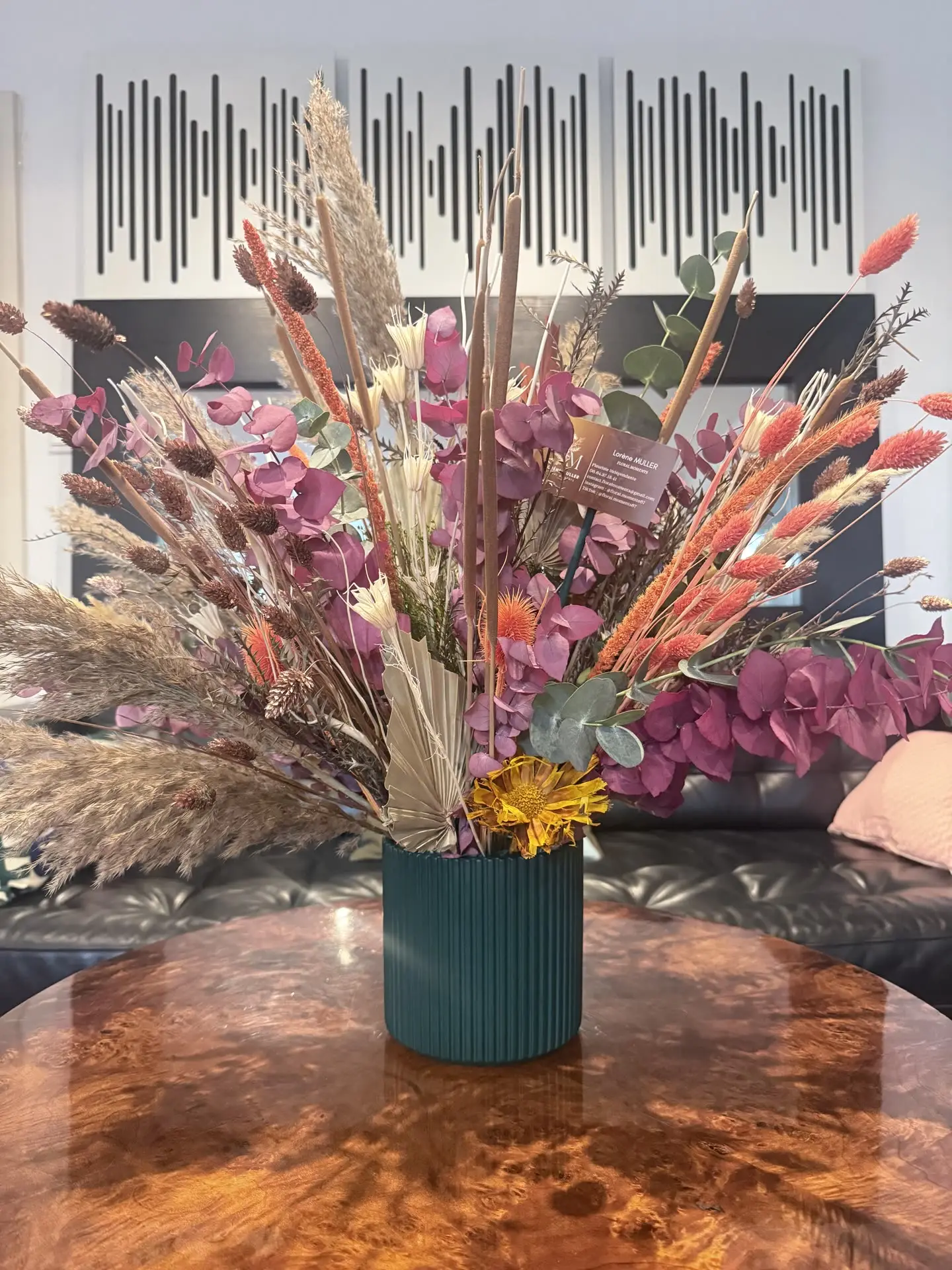 Bloom Events — décor signature fleurs séchées sur événement