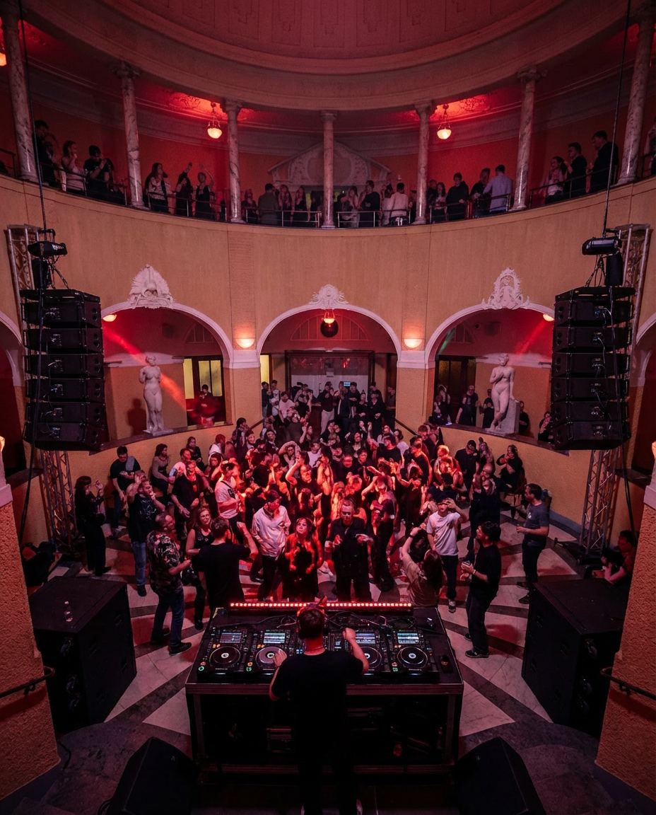 Mise en situation IA — soirée DJ Bloom × ORAA Agency aux Bains Municipaux