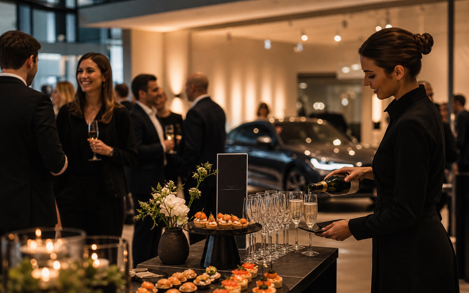 Hospitalité cocktail premium pour lancement automobile