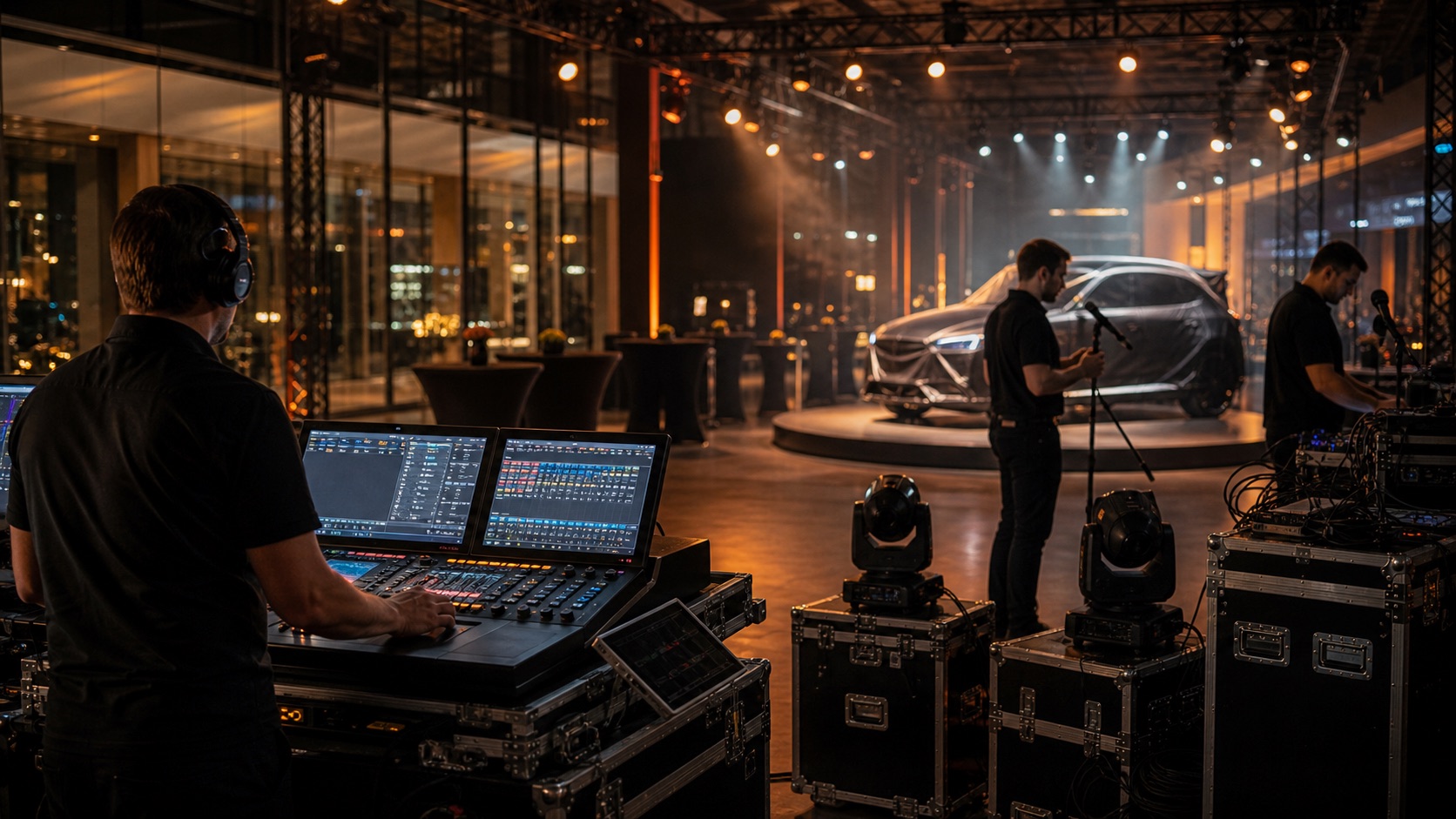 Régie technique son lumière pour lancement automobile