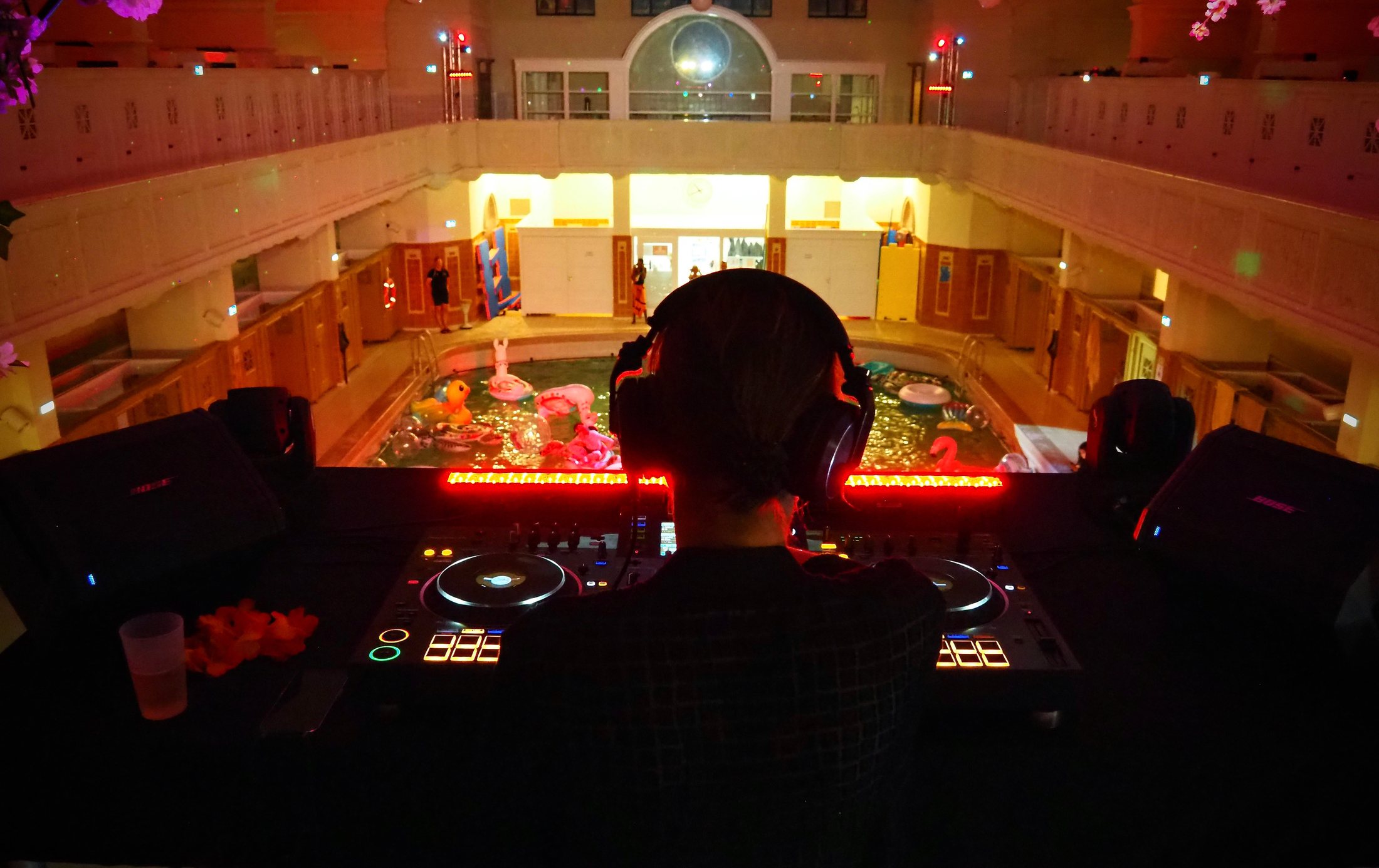 DJ booth pool party Bains Municipaux — Bloom Events