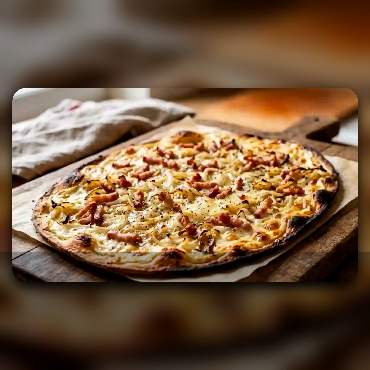 Tarte flambée classique alsacienne